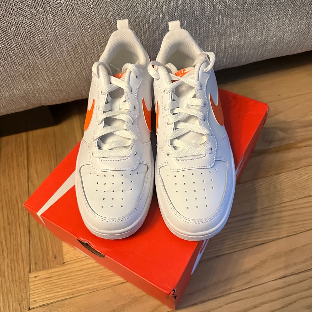 Nike Court Borough Low 2 in White and Orange - Picture 2 of 5